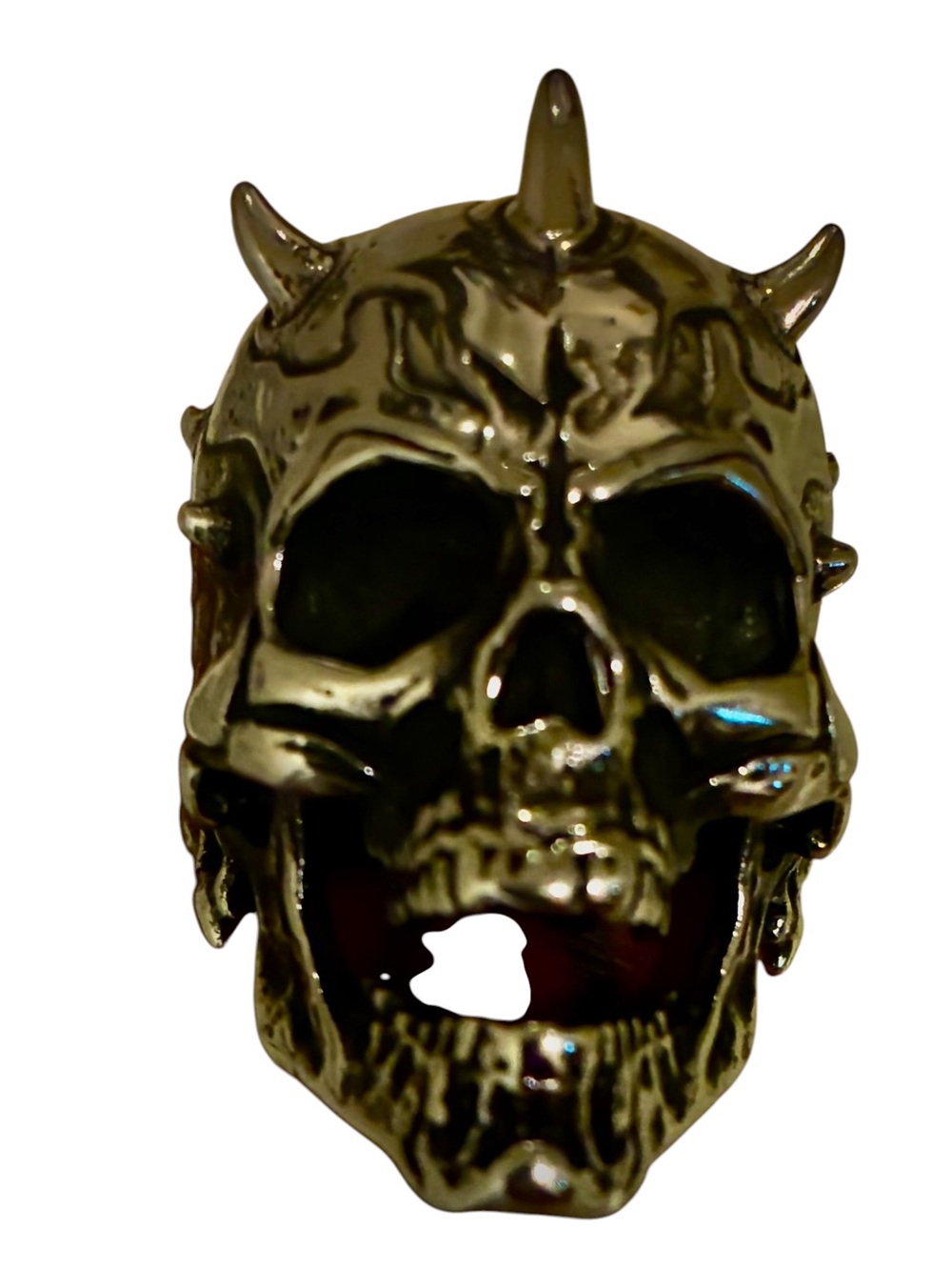 Metallic Devil Skull Rings Decorative Accent in Silver